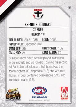 2011 Select AFL Champions #151 Brendon Goddard Back
